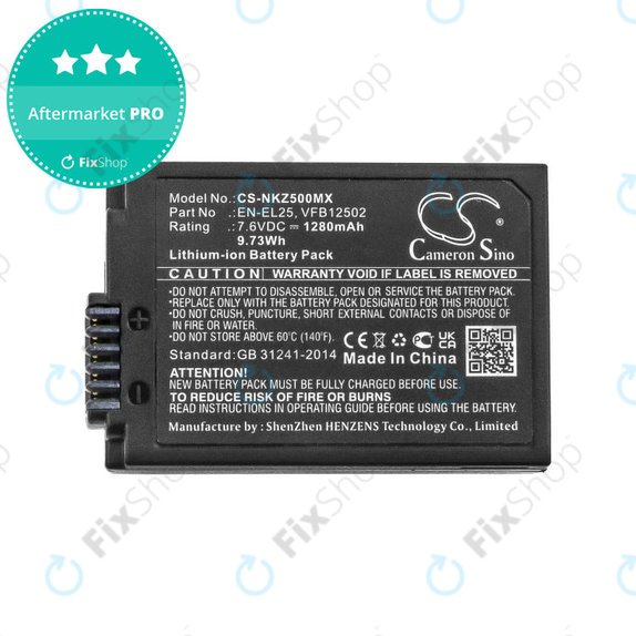 Baterija za Nikon Z50, Z50 ZFC, Z30, Z FC, 1280mAh, Li-Ion, 7.6V, EN-EL25, HQ