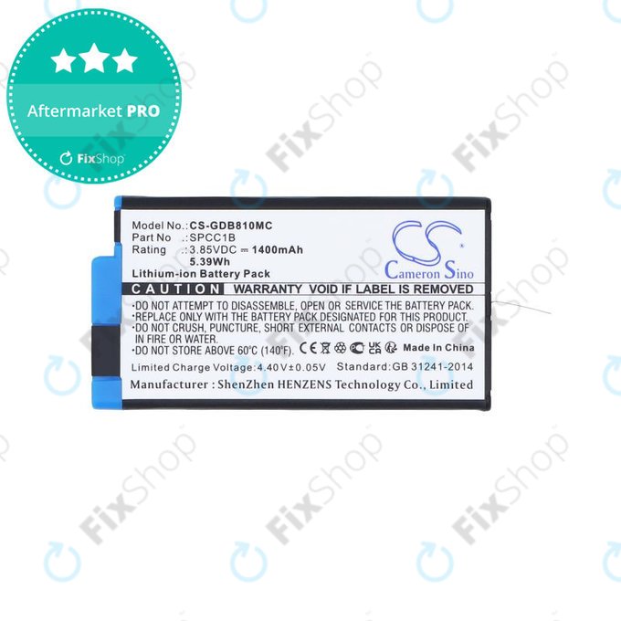 Baterija za GoPro Max, Max 360, Acbat-001, 1400mAh, Li-Ion, 3.85V, SPCC1B, HQ