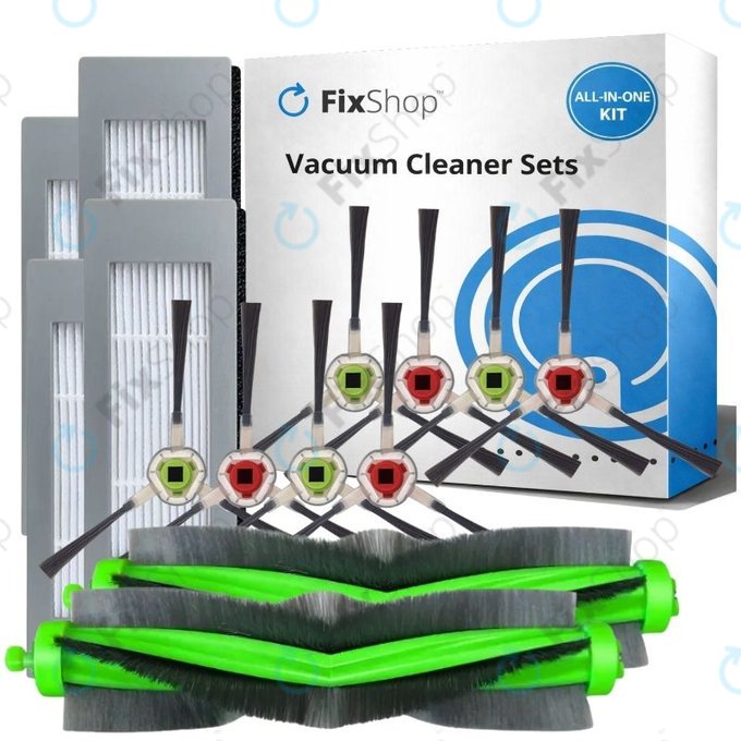 Komplet nadomestnih delov za iRobot Roomba Combo 1138, Ecovacs Deebot Ozmo 930 (2x Glavni krtači, 4x Filtri, 4 pari stranskih krtač)