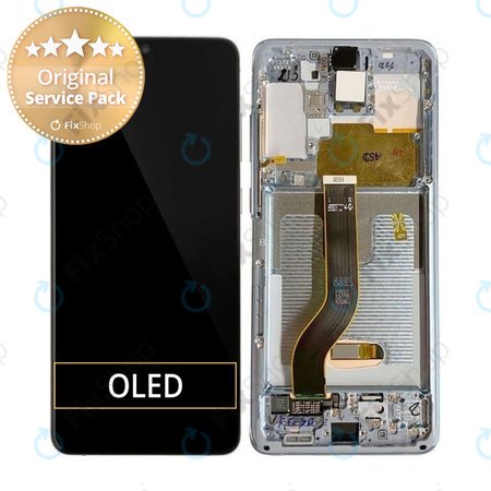 Samsung Galaxy S20 Plus G985F - LCD zaslon + steklo na dotik + okvir (Cloud White) - GH82-22134B, GH82-22145B Genuine Service Pack