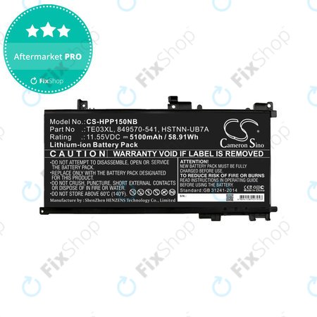 Baterija za HP Omen 15, Pavilion 15, WASD 15, 5100mAh, Li-Ion, 11.55V, TE03XL, HQ