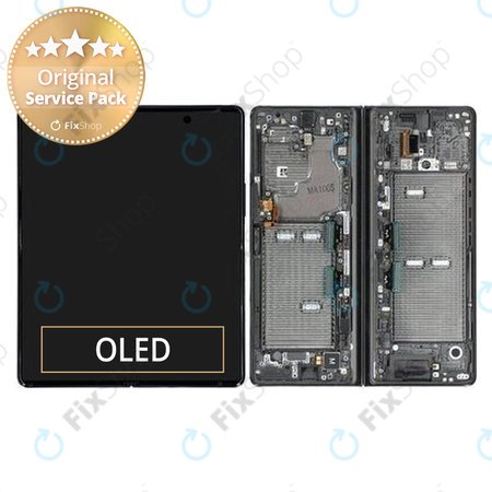 Samsung Galaxy Z Fold 2 F916B - LCD zaslon + steklo na dotik + okvir (Mystic Black) - GH82-23968A, GH82-23969A Genuine Service Pack