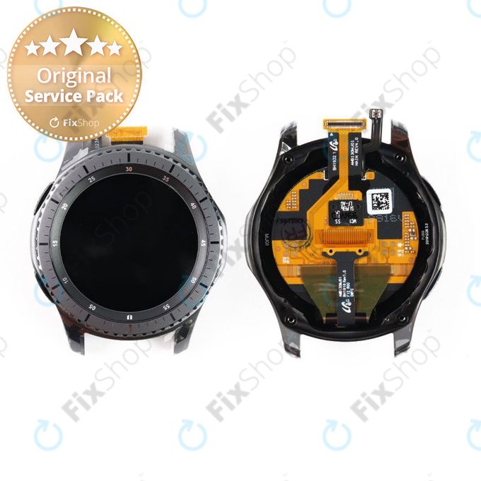 Samsung Gear S3 Frontier R760, R765 - LCD zaslon + steklo na dotik + okvir (Space Gray) - GH97-19658A Genuine Service Pack