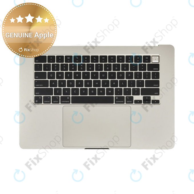 Zgornji okvir tipkovnice za MacBook Air 15", A3114 (2024), US tipkovnico in baterijo, Starlight, 661-40268, Genuine Apple