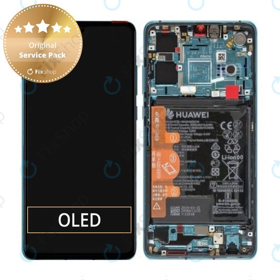 Huawei P30 - LCD zaslon + steklo na dotik + okvir + baterija (Aurora Blue) - 02352NLN, 02354HRH, 02354HNJ Genuine Service Pack