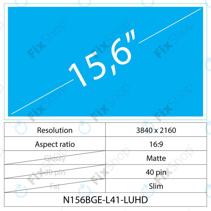 15.6 LCD Slim mat 40 pin UHD