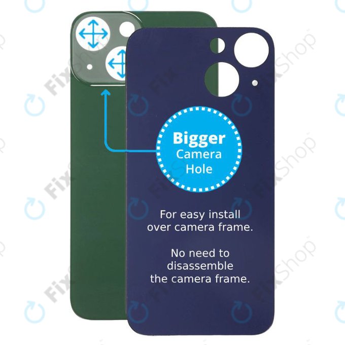Apple iPhone 13 Mini - Steklo zadnjega ohišja s povečano odprtino za kamero (Green)