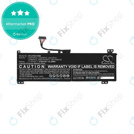 Baterija za Lenovo IdeaPad Gaming 3, 3750mAh, Li-Pol, 11.52V, L20C3PC2, HQ