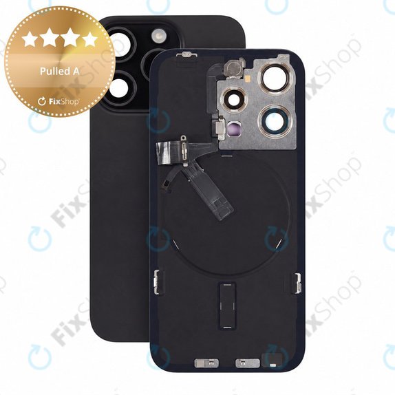 Steklo zadnjega ohišja za iPhone 15 Pro, Black Titanium, Pulled A