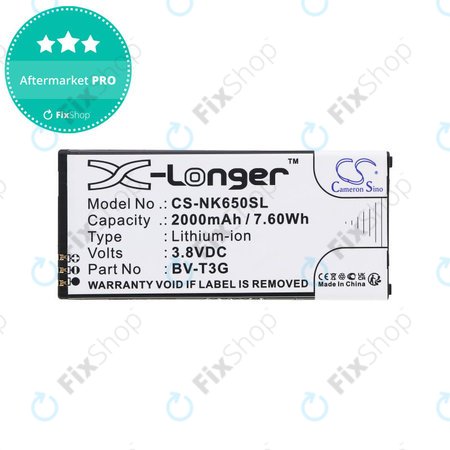 Baterija za Nokia Lumia 650, 2000mAh, Li-Ion, 3.8V, BV-T3G, HQ