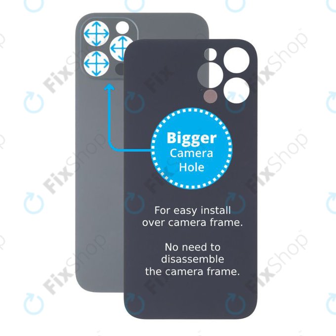 Apple iPhone 13 Pro Max - Steklo zadnjega ohišja s povečano luknjo za kamero (Graphite)