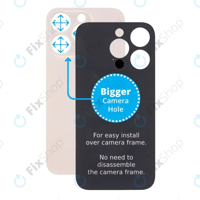 Apple iPhone 14 Pro - Steklo zadnjega ohišja s povečano odprtino za kamero (Gold)