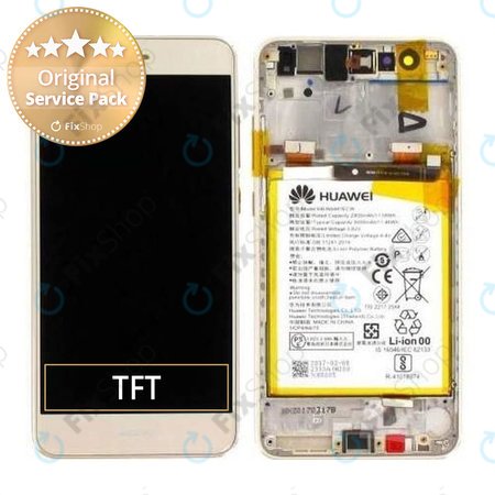 Huawei P10 Lite - LCD zaslon + steklo na dotik + okvir + baterija (Platinum Gold) - 02351FSN Genuine Service Pack