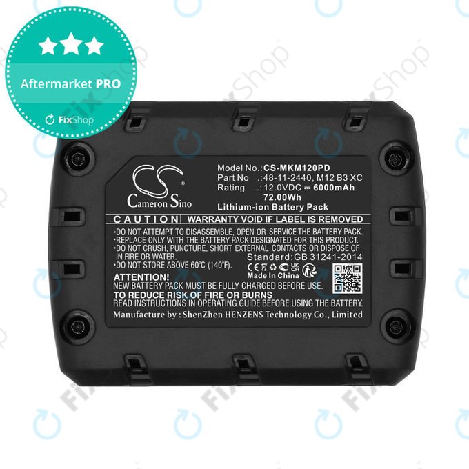 Baterija za Milwaukee M12 Redlithium XC 4.0, 6000mAh, Li-Ion, 12V, M12 B3 XC, M12 B4 XC, HQ