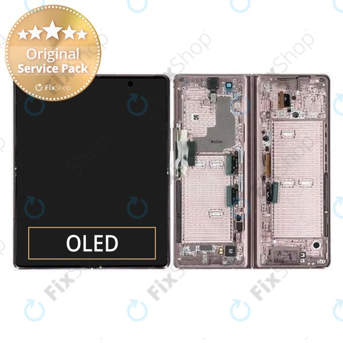 Samsung Galaxy Z Fold 2 F916B - LCD zaslon + steklo na dotik + okvir (Mystic Brown) - GH82-23968B Genuine Service Pack
