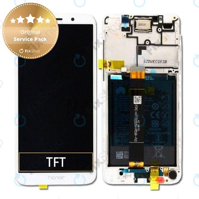 Huawei Honor 7S - LCD zaslon + steklo na dotik + okvir + baterija (White) - 02351XHT Genuine Service Pack