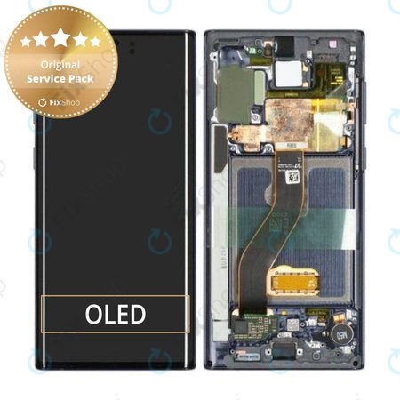 Samsung Galaxy Note 10 - LCD zaslon + steklo na dotik + okvir (Aura Black) - GH82-20818A, GH82-20817A Genuine Service Pack