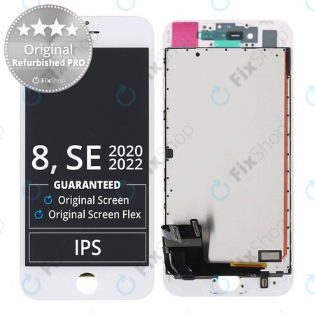 Apple iPhone 8, SE (2020), SE (2022) - LCD zaslon + steklo na dotik + okvir (White) Original Refurbished PRO