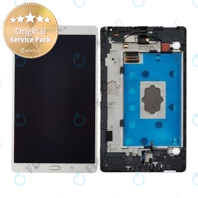 Samsung Galaxy Tab S 8.4 T700 - LCD zaslon + steklo na dotik + okvir (bleščeče bela) - GH97-16047A Genuine Service Pack