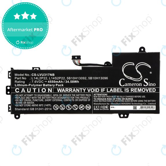 Baterija za Lenovo E31-80, Ideapad 510s-13, 4550mAh, Li-Pol, 7.6V, 5B10H13092, HQ