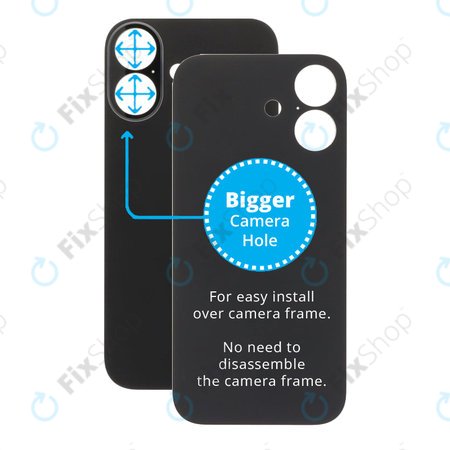 Apple iPhone 17 - Steklo zadnjega ohišja s povečano luknjo za kamero (Black)