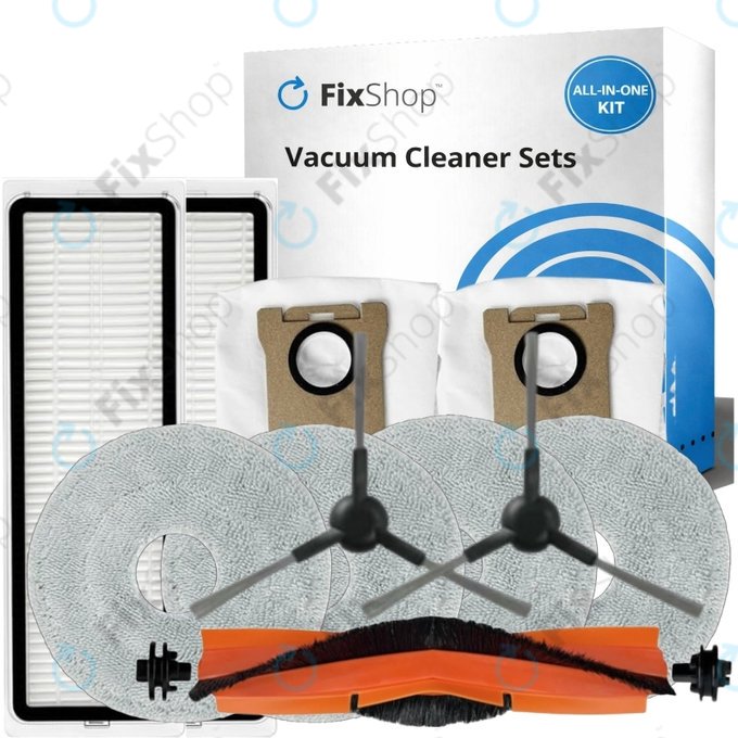 Komplet nadomestnih delov za Xiaomi Mi Robot Vacuum S20+, S10+, X20+, X10+ (1x Glavna krtača, 2x Filter, 2x Stranska krtača – črna, 4x Krpa za brisanje, 2x Vrečka za prah)
