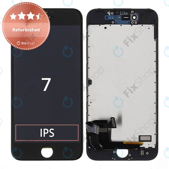 Zaslon za iPhone 7, Black, Steklo na dotik z okvirjem, Refurbished