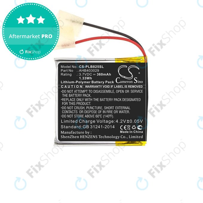 Baterija za Plantronics Voyager Focus B825, 360mAh, Li-Pol, 3.7V, AHB403029, HQ