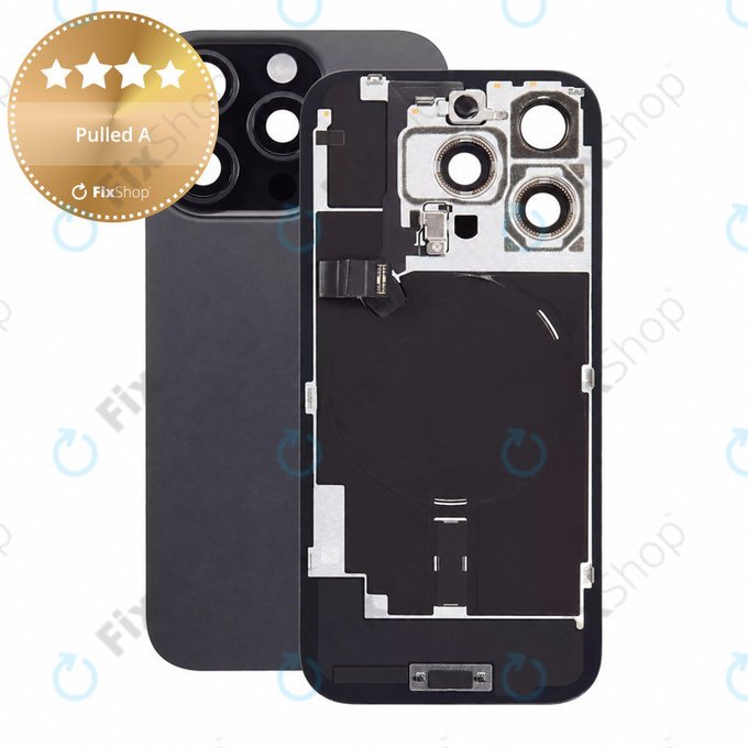Steklo zadnjega ohišja za iPhone 16 Pro, Black Titanium, Pulled A