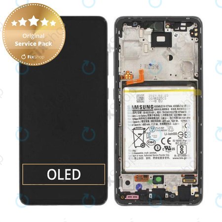 Samsung Galaxy A52 A525F, A526B - LCD zaslon + steklo na dotik + okvir + baterija (Awesome Black) - GH82-25229A, GH82-25230A Genuine Service Pack