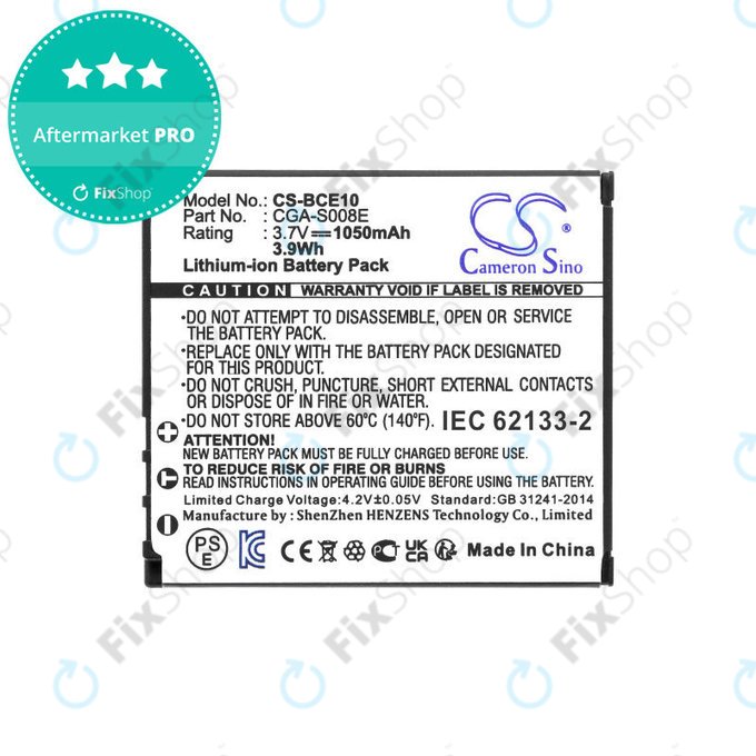 Baterija za Panasonic Lumix DMC, 1050mAh, Li-Ion, 3.7V, DMW-BCE10, HQ