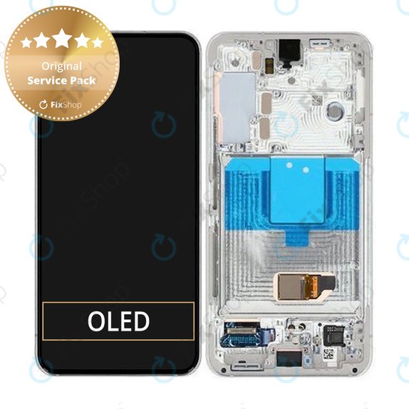 Samsung Galaxy S22 S901B - LCD zaslon + steklo na dotik + okvir (Phantom White) - GH82-27520B, GH82-27521B Genuine Service Pack