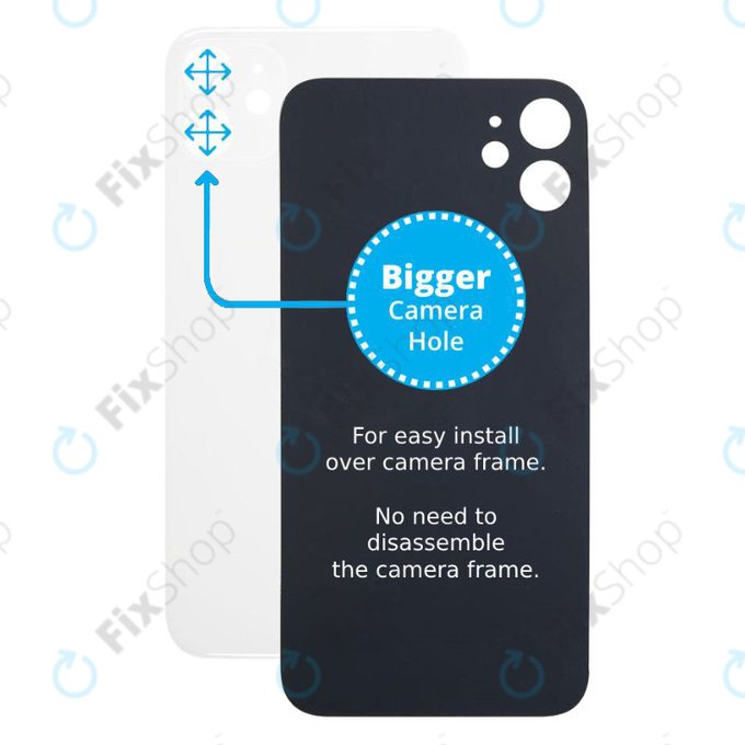 Apple iPhone 11 - Steklo zadnjega ohišja s povečano odprtino za kamero (White)
