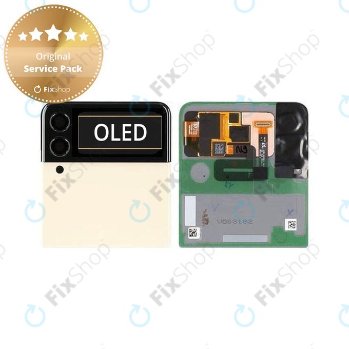 Samsung Galaxy Z Flip 3 F711B - LCD zaslon + steklo na dotik + okvir (zunanji) (Cream) - GH97-26773B Genuine Service Pack