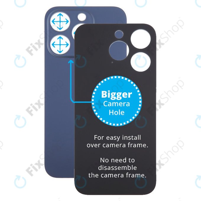 Apple iPhone 15 Pro - Steklo zadnjega ohišja s povečano luknjo za kamero (Blue Titanium)