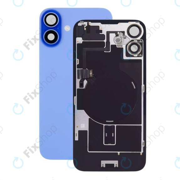 Apple iPhone 16 - Steklo zadnjega ohišja + Leča kamere + Kovinska plošča + Magsafe magnet (Ultramarine)
