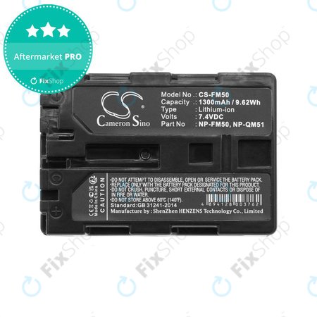 Baterija za Sony CCD-TR108, Cyber-shot DSC-S50, 1300mAh, Li-Ion, 7.4V, NP-QM51, HQ
