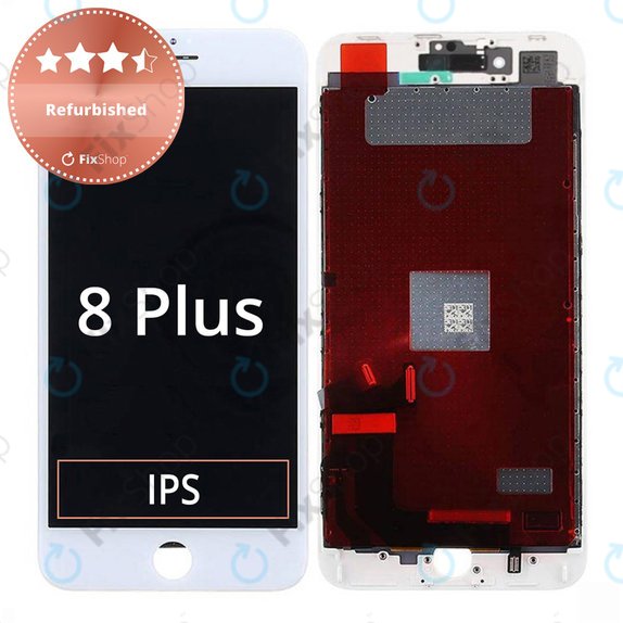 Zaslon za iPhone 8 Plus, White, Steklo na dotik z okvirjem, Refurbished