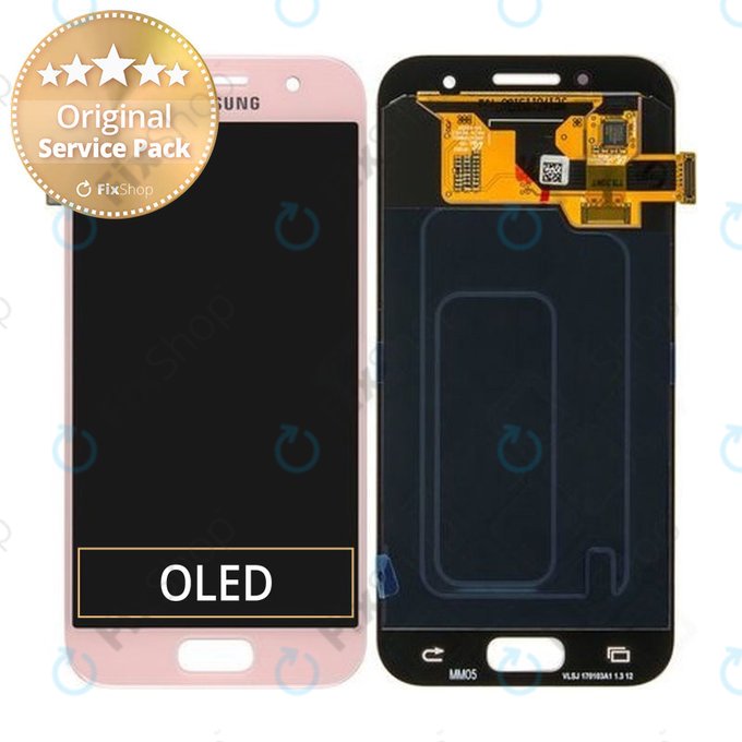 Samsung Galaxy A3 A320F (2017) - LCD zaslon + steklo na dotik (peach cloud) - GH97-19732D, GH97-19753D Genuine Service Pack