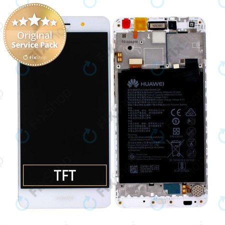 Huawei Y7 Dual - LCD zaslon + steklo na dotik + okvir + baterija 4000mAh (Silver) - 02351GJV Genuine Service Pack