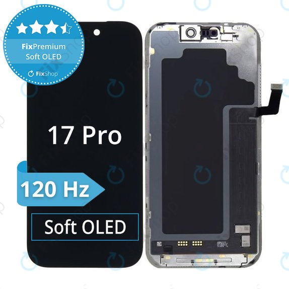 Zaslon Soft OLED 120Hz za iPhone 17 Pro, Steklo na dotik z okvirjem, FixPremium