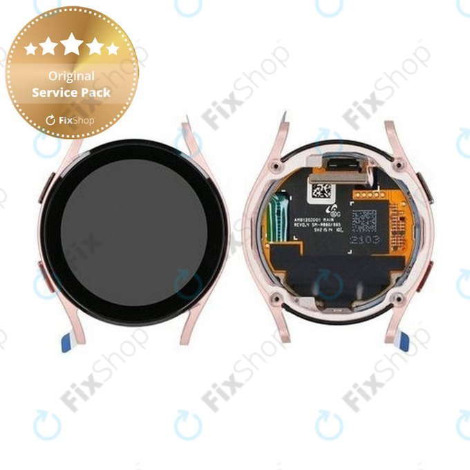 Samsung Galaxy Watch 4 40mm R865 - LCD zaslon + steklo na dotik + okvir (Pink Gold) - GH97-26411D Genuine Service Pack