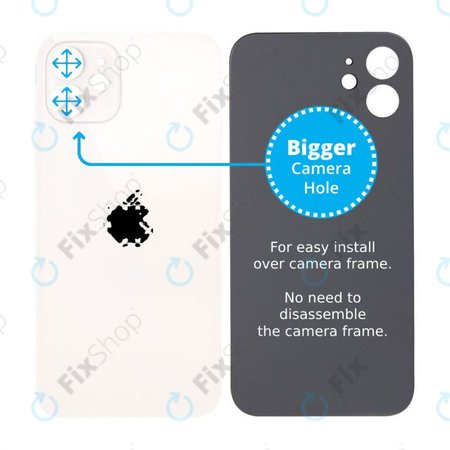 Apple iPhone 12 - Steklo zadnjega ohišja s povečano odprtino za kamero (White)