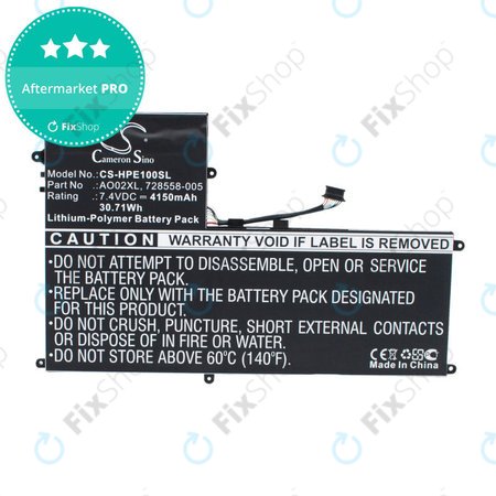 Baterija za HP ElitePad 1000, ElitePad 1000 G2, UltraBook Series, 4150mAh, Li-Pol, 7.4V, AO02XL, HQ