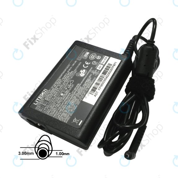 Polnilni adapter za Acer, 77011089, 65W, 19V, Črna, Genuine Service Pack