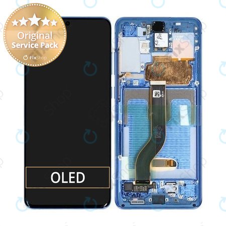 Samsung Galaxy S20 Plus G985F - LCD zaslon + steklo na dotik + okvir (Aura Blue) - GH82-22134H, GH82-22145H Genuine Service Pack