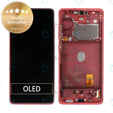 Samsung Galaxy S20 FE G780F - LCD zaslon + steklo na dotik + okvir (Cloud Red) - GH82-24219E, GH82-31328E, GH82-31329E, GH82-24220E Genuine Service Pack