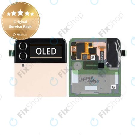 Samsung Galaxy Z Flip 4 F721B - LCD zaslon + steklo na dotik + okvir (zunanji) (Pink Gold) - GH97-27947C Genuine Service Pack