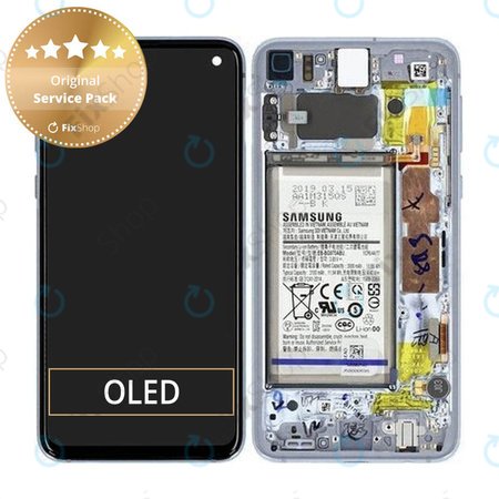 Samsung Galaxy S10e G970F - LCD zaslon + steklo na dotik + okvir + baterija (Prism Blue) - GH82-18843C, GH82-18843A Genuine Service Pack