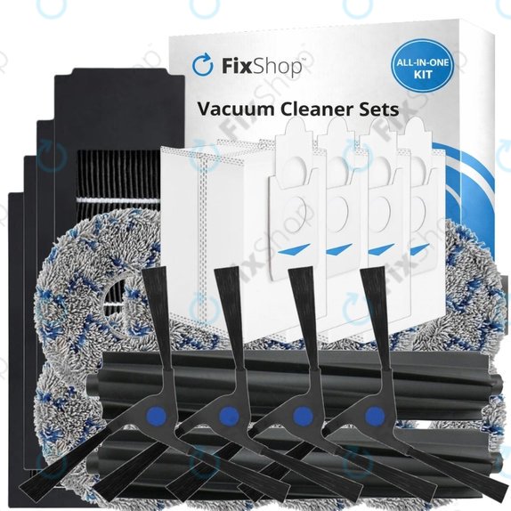 Komplet nadomestnih delov za Ecovacs Deebot X2 Omni (2x Glavna krtača, 4x Filter, 4x Stranska krtača, 8x Krpa za brisanje, 4x Vrečka za prah)